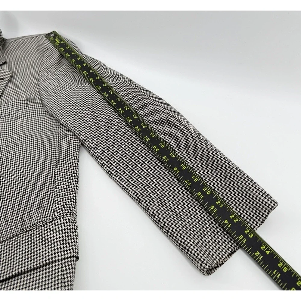 VNTG Chaps Ralph Lauren Blazer Mens 41R Wool Silk Blend Houndstooth‎ Two Button